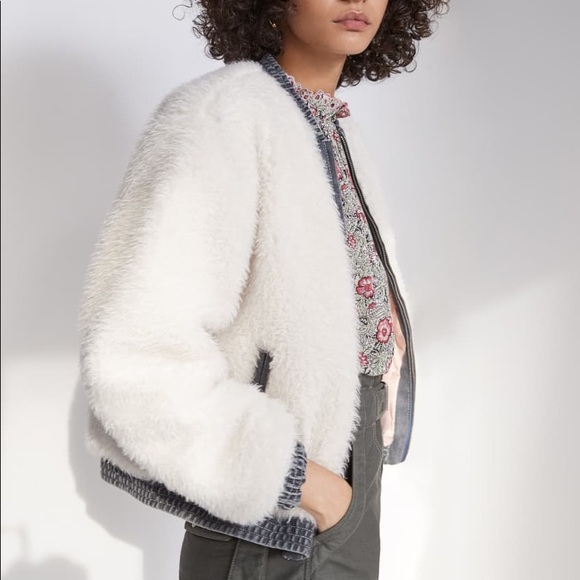 la vie rebecca taylor Jackets & Blazers - NWT LA VIE REBECCA TAYLOR Faux Fur Denim Bomber